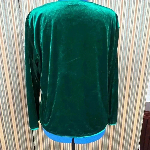 Oscar de la Renta Green Velvet Top Woman’s Large - Picture 6 of 7